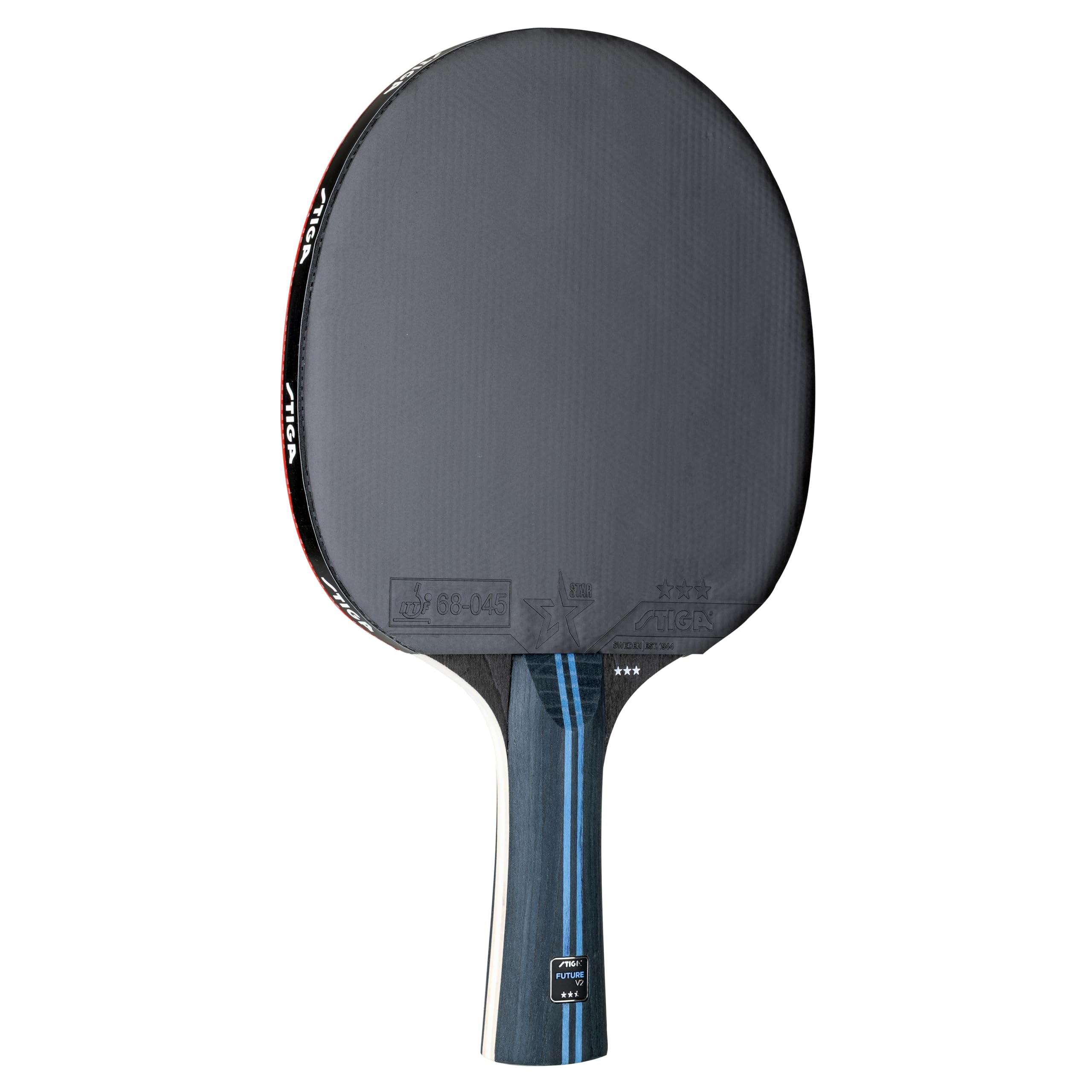 STIGA Raquette de Tennis de Table Future V2 – Raquette 3 Étoiles Offensif, Bois 5 Plis, Manche Concave, WRB Technologie, Revêtement ITTF Star 3, Mousse 2,0 mm