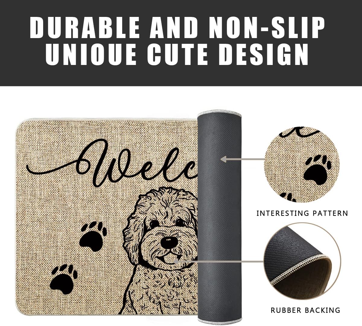 Dog Door Mat Golden Doodle Welcome Doormats Farmhouse Home Decor Entrance Rug Kitchen Floor Front Door Mat 17 x 27 Inch for Outdoor Indoor