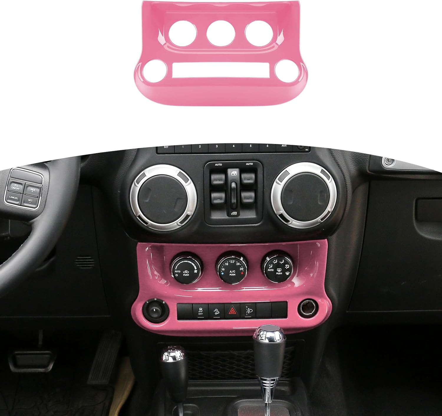 RT-TCZ for Jeep JK Pink Dash Console A/C Controls Cover Trim Panel for Jeep Wrangler JK JKU 2011-2017 ABS Interior Accessories 1pc