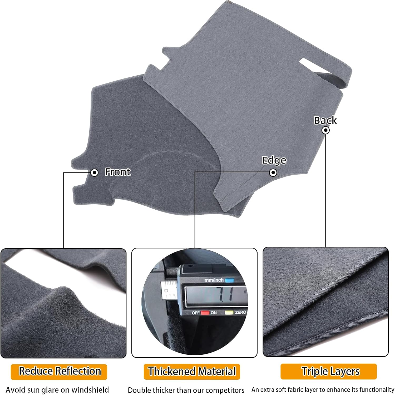 Dash Cover Mat Custom Fit for Toyota Sienna 2004-2010, Dashboard Cover Pad Carpet Protector (Dark Gray)
