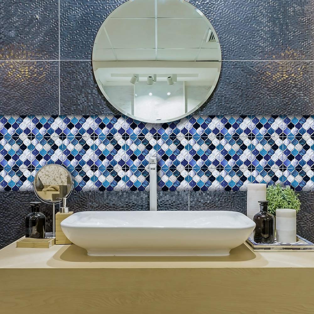 Paquete de 30 pegatinas autoadhesivas impermeables de PVC for azulejos de pared, multicolor, varios tamaños(Ts091,20x20cm-30Pcs)