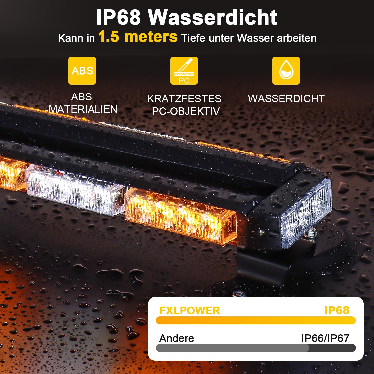 71 cm migająca LED, 12 V-24 V LED żółta i biała dioda ostrzegawcza, migające światła z 20 solidnymi magnesami magnetycznymi do ciągnika z wózkiem widłowym, pojazdy budowlane