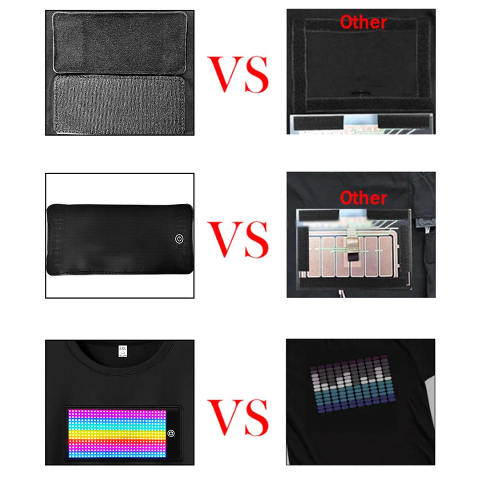 ASHATA Camiseta LED, Pantalla Multicolor Programable para Fiestas, con App para e IOS