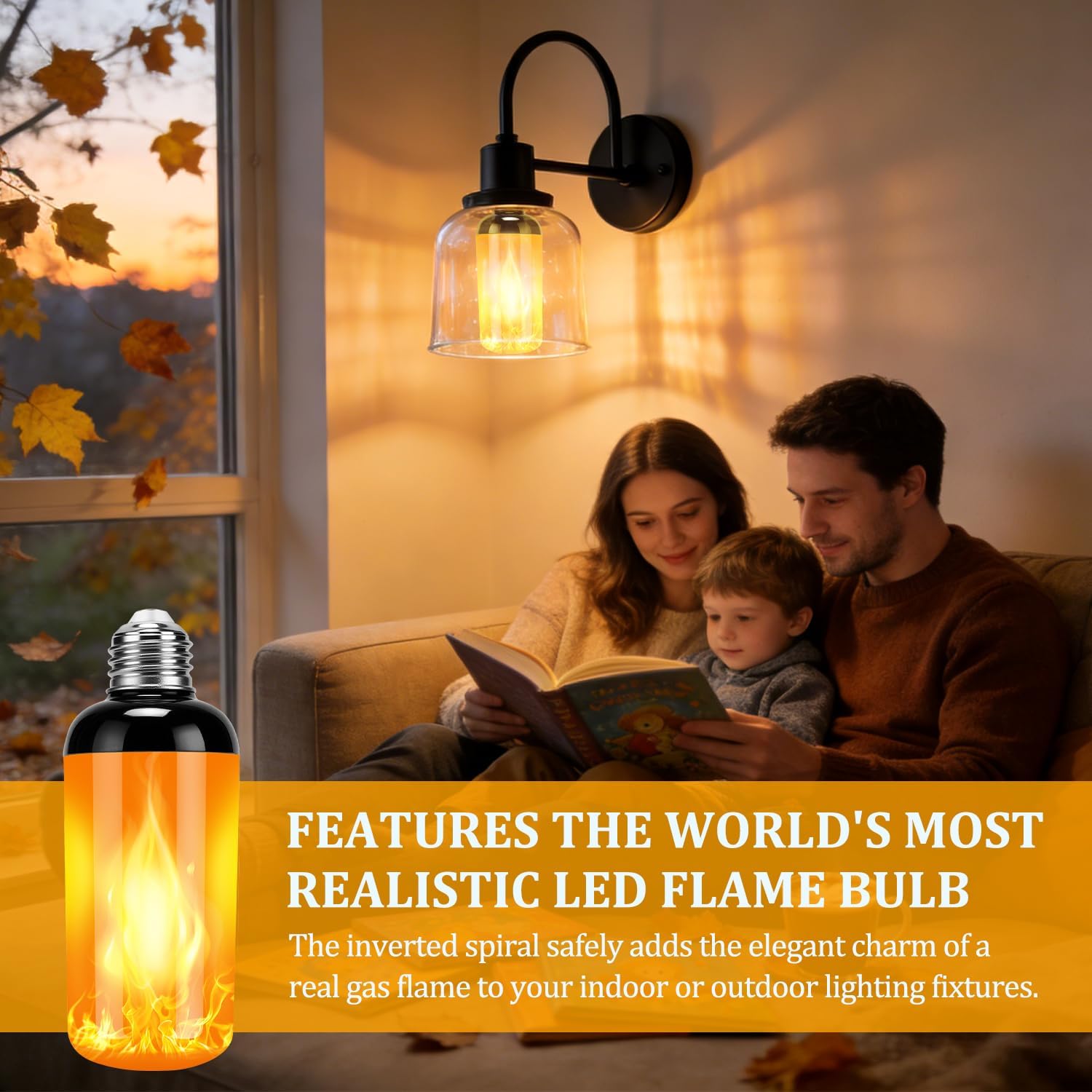 Gen2 Flame Core Led Light Bulbs, 4 Modes Flickering Light, E26 Base, Realistic Flame Effect, Built-In Gravity Sensor, Reversible Flickering Effect, Suitable For Indoor & Outdoor And Party Decoration,2