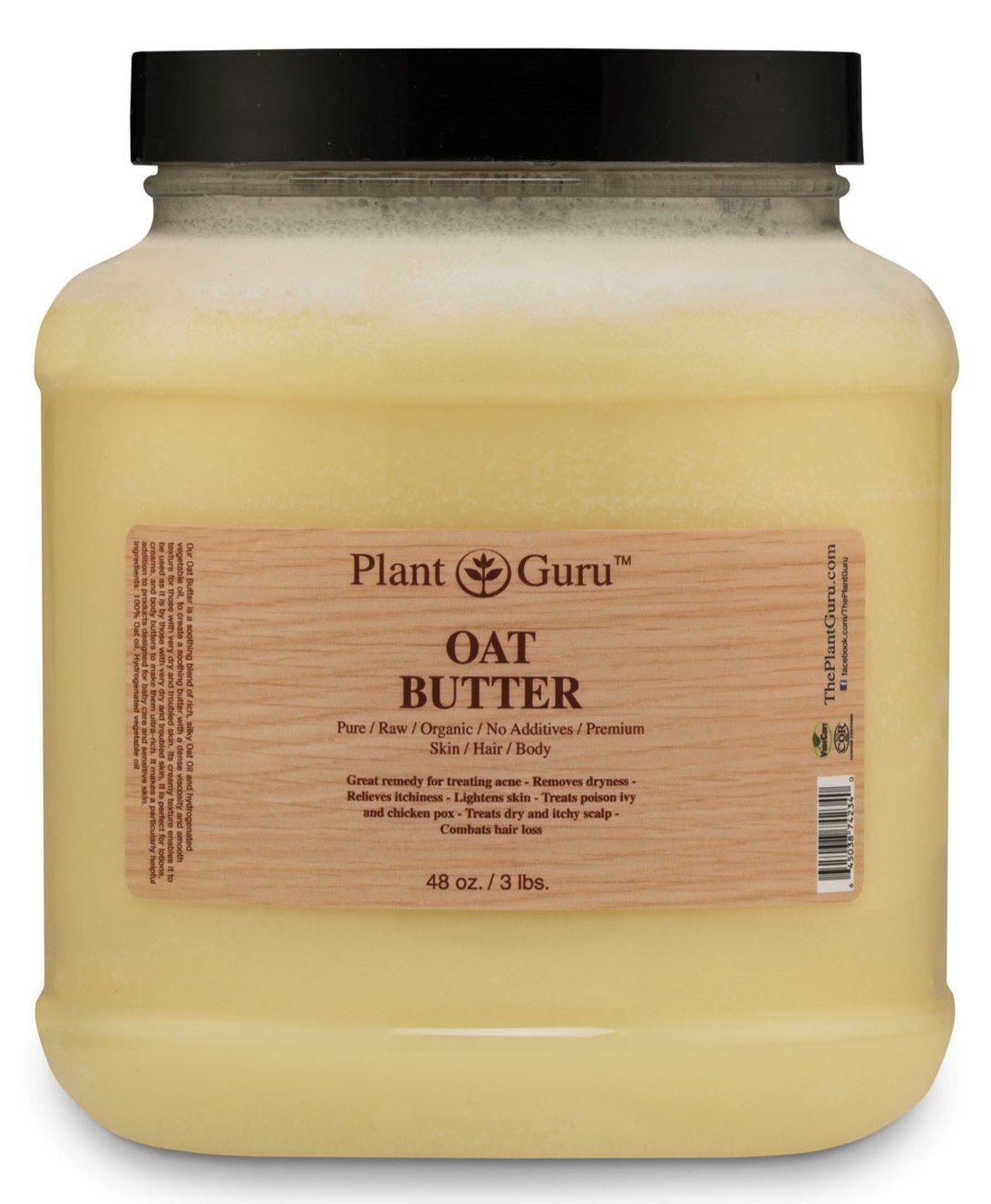 Oat Body Butter 3 lb. 100% Pure Raw Fresh Natural Cold Pressed. Skin Body and Hair Moisturizer, DIY Creams, Balms, Lotions, Soaps.