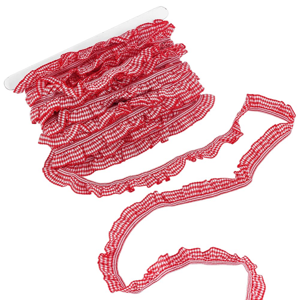 Bordure élastique à carreaux rouge pour décoration de table et mercerie créative