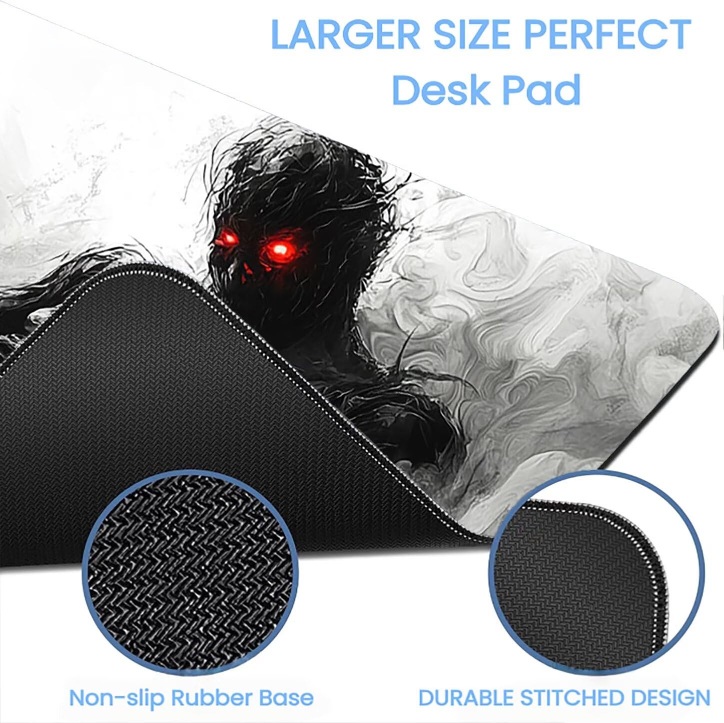 Lpfieonn Abstrakt Großes Schreibtischunterlage, XXL Schreibtischunterlagen, Schwarz XXL Wasserdicht Gaming Mousepad mit Vernähter Rand und Rutschfeste Gummibasis, für Hause/Büro 120x60cm PF-3573