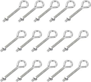 uxcell M4x40mm Eye Hooks Screws Bolts Kit, 15pcs Carbon Steel Hanger Eyelet Hooks Screw with Hex Nuts for Metal Hook, Wood Terminal Ring Hooks