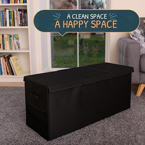 Miniatura 4 de Organizador de almacenamiento de juguetes extra grande con tapa, diseño de caja de almacenamiento de juguetes resistente y plegable, contenedor de