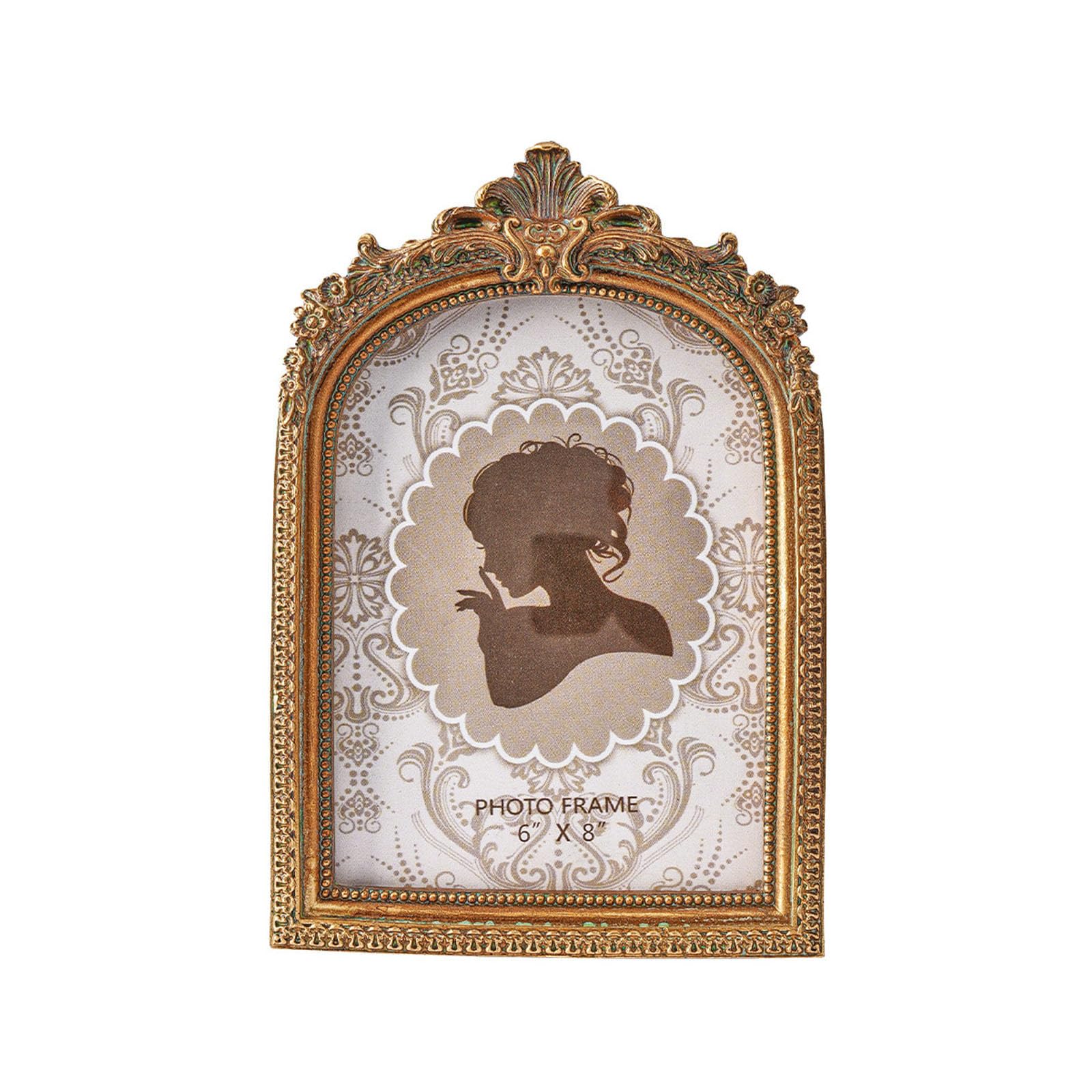 Tabletop Photo Display Frame, Vintage Arched Ornate Resin Picture Frame for Wedding and Family Portrait Home Decor Ornate Portrait Antique Tabletop Picture Holder Mantel Entryway Shelf Display Wedding