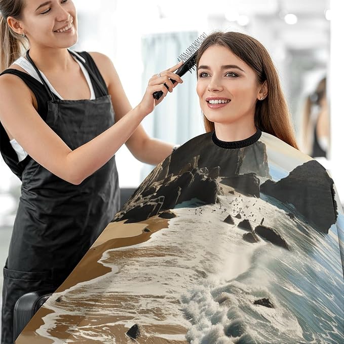 Capa para corte de cabello impermeable con ajuste de cuello miniatura 5