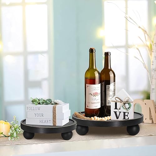 Miniatura 3 de 2 bandejas de madera para decoración de encimeras de cocina, elevador redondo de madera para exhibición, soportes de pedestal de granja, soporte de