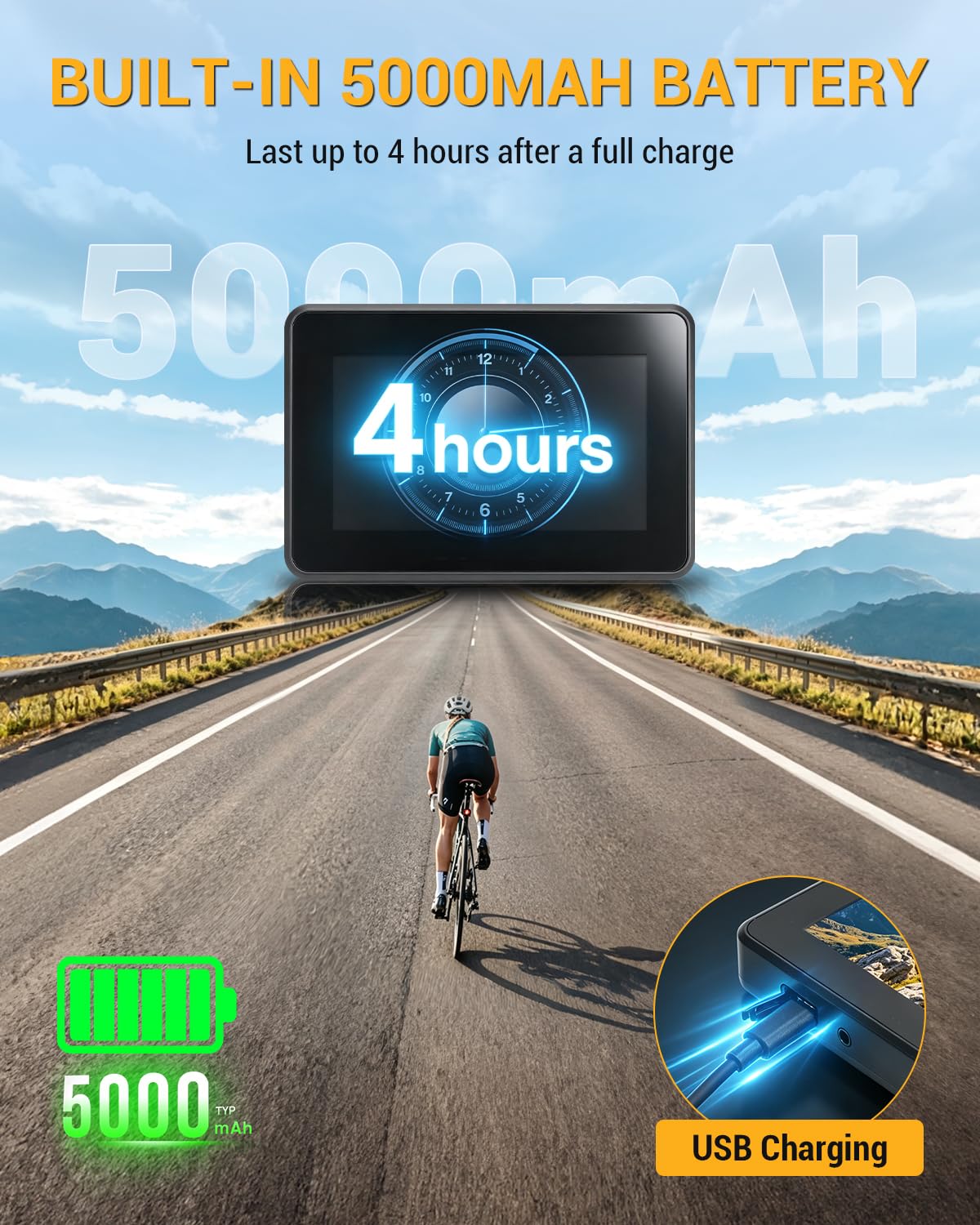 4,3 Pouces 1080P Caméra de Rétroviseur pour Vélo Caméra de Recul