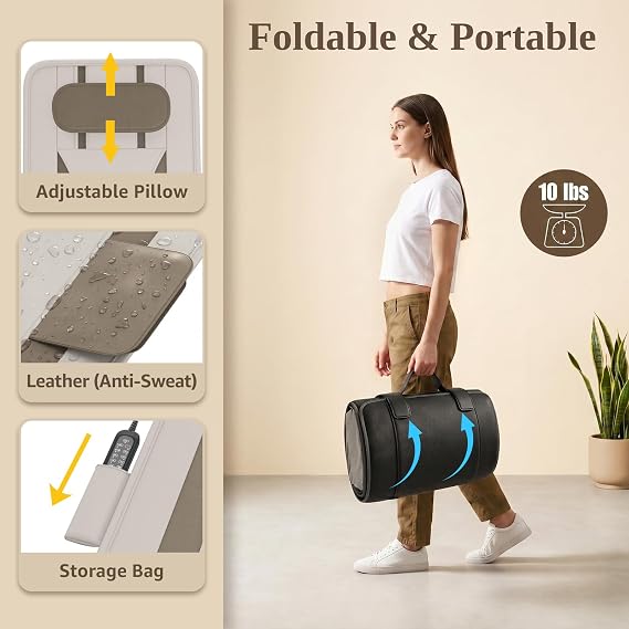 YENING Full Body Massage Mat with Airbags, Air Compression Stretching Mat with Heat for Bed Floor, Neck Lumbar Traction Pad for Pain Relief, Foldable Massage Mattress Topper, 5'1-6'0