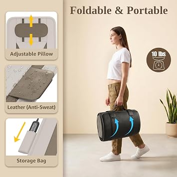 YENING Full Body Massage Mat with Airbags, Air Compression Stretching Mat with Heat for Bed Floor, Neck Lumbar Traction Pad for Pain Relief, Foldable Massage Mattress Topper, 5'1-6'0