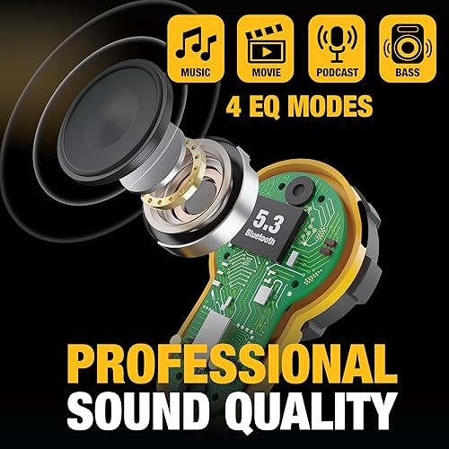 Miniatura 4 de DEWALT Auriculares inalámbricos Bluetooth Jobsite Pro X2 ANC True Wireless, auriculares de trabajo con cancelación activa de ruido, controles de