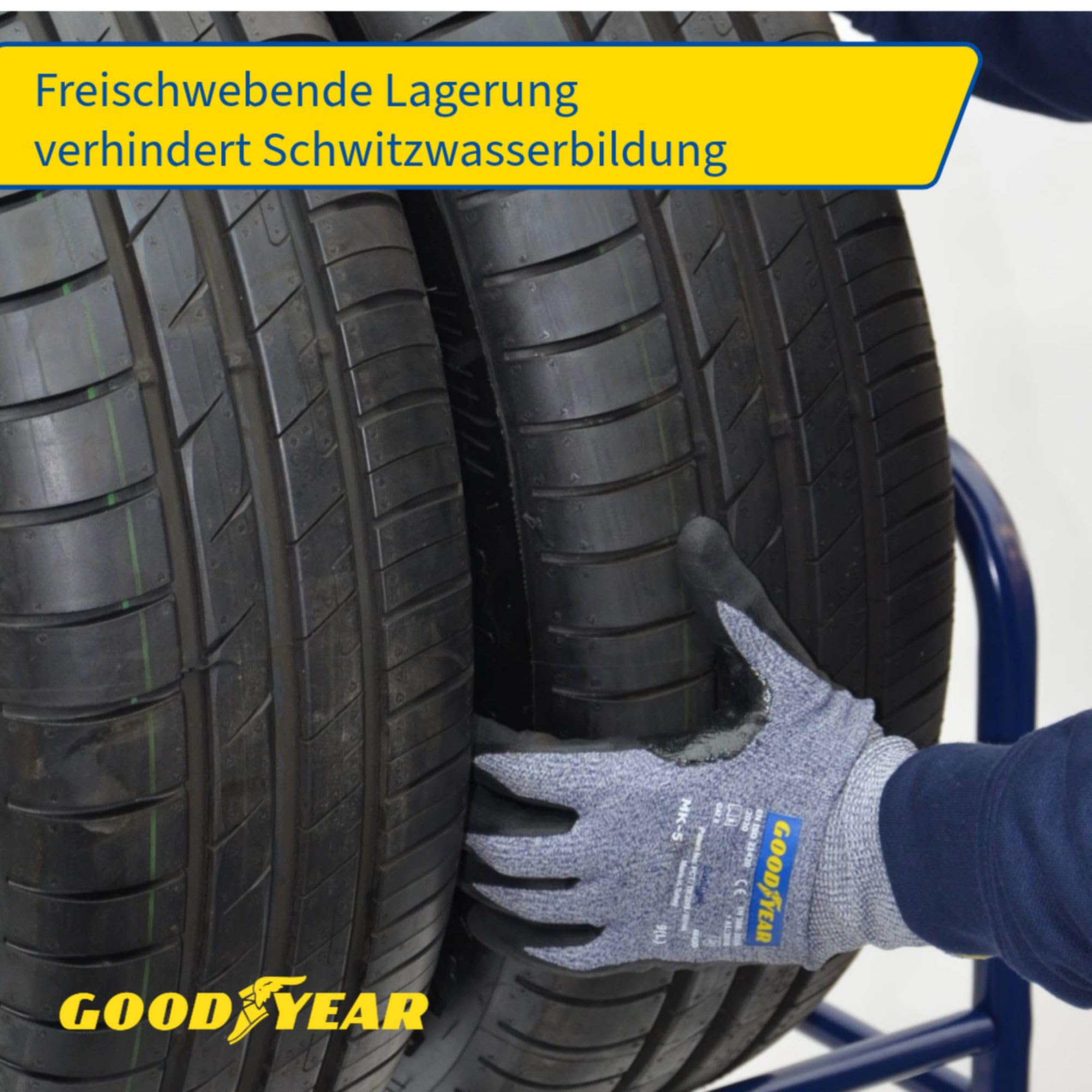 Goodyear 4 portautensili, salvaspazio, Altezza Regolabile, 2 Livelli, capacità di carico Fino a 120 kg, Blu