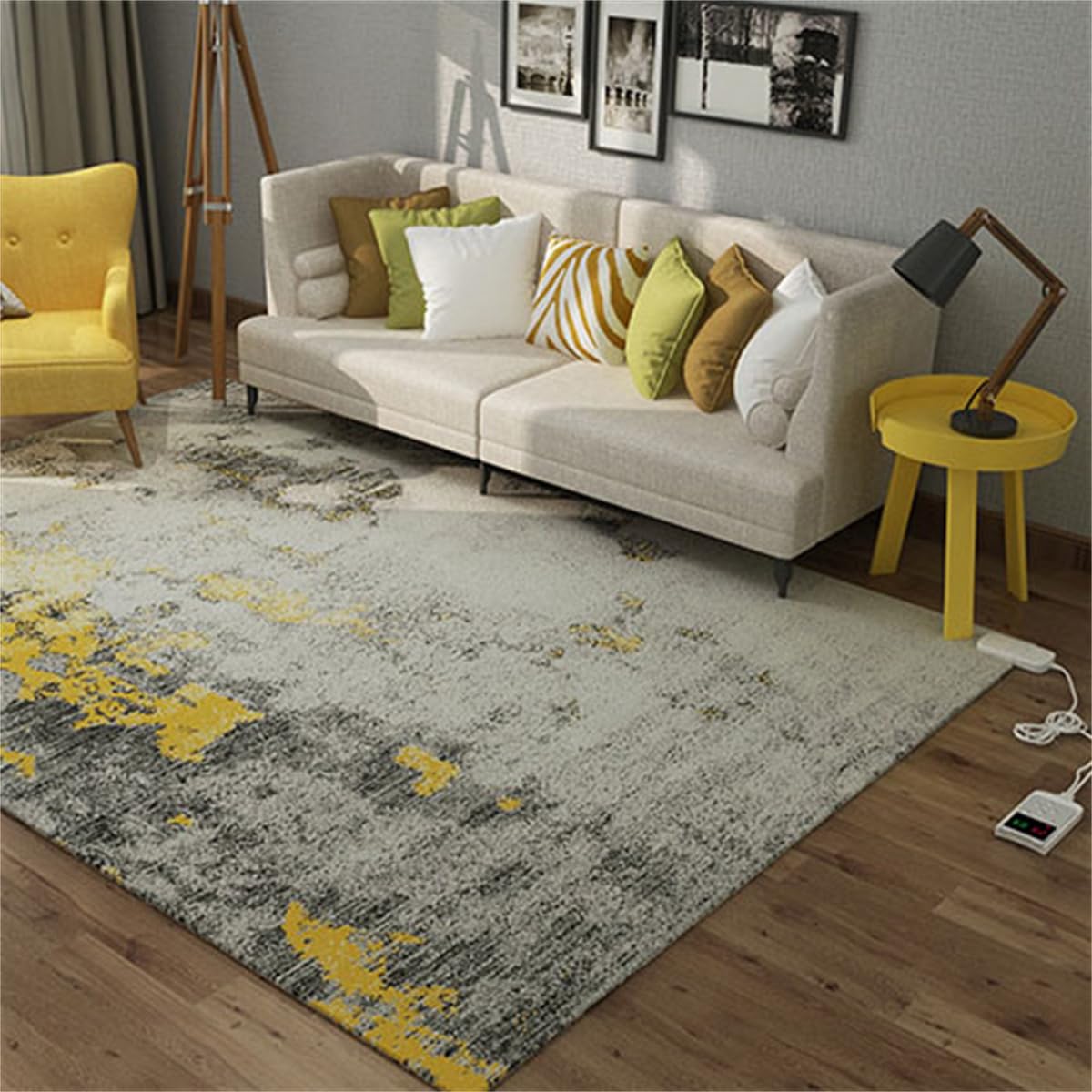 Tappeto riscaldato Elettrico al grafene, Tappeto Morbido in Peluche con termostato e Timer, Tappetino riscaldante per Pavimenti, scaldapiedi riscaldato, per Soggiorno,B,80 * 160CM