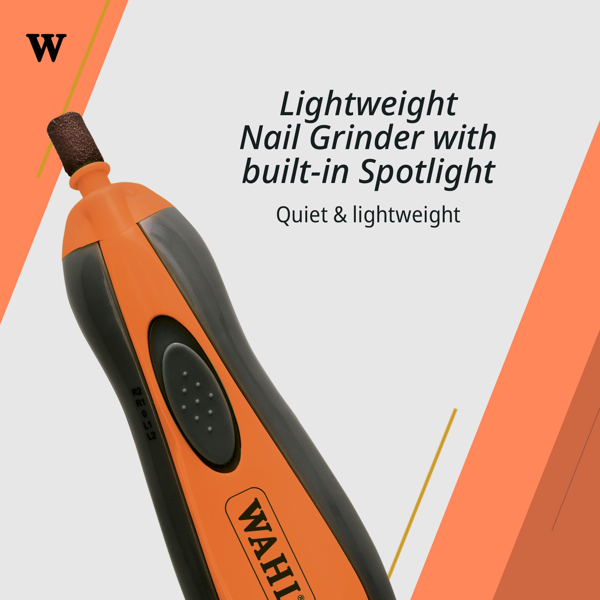 Wahl Pet Nail Grinder - Lima Unghie Animali Domestici, Lima per Unghie silenziosa e Leggera, 2 impostazioni di velocità, sicura e Delicata, Arancione