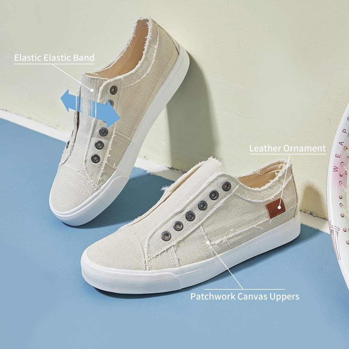 Women's Slip on Shoes Non Slip Fashion Canvas Sneakers Low Top Casual Shoes - Image 8