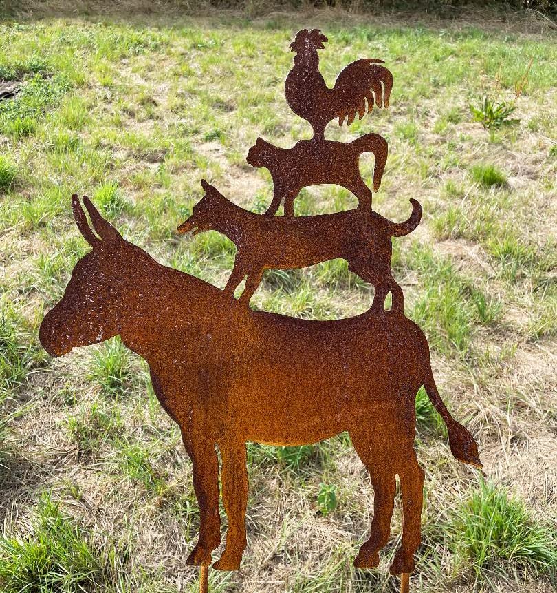 STEINFIGURENWELT GIEBEN Bremer Stadtmusikanten 60x50cm zum Stecken...