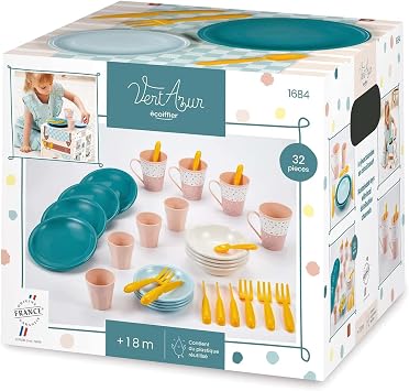 Ecoiffier Service Pique-Nique et Goûter Azur Green (32 pièces)