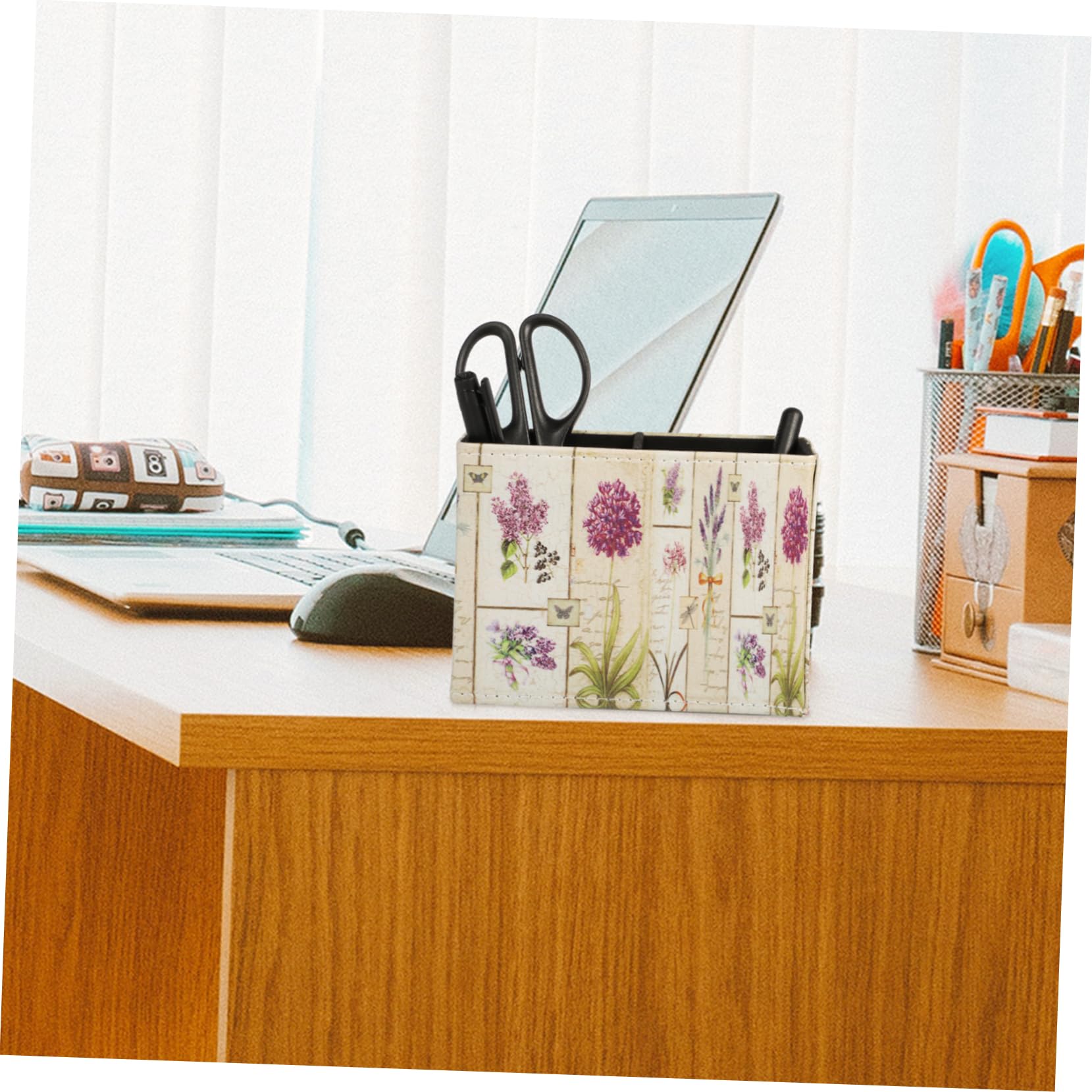 HOMSFOU 2 Eleganter Schreibtisch Organizer aus Leder Multifunktionale Aufbewahrungsbox für Fernbedienungen Stifte und Bürozubehör Kreatives Haushaltsdekor Design