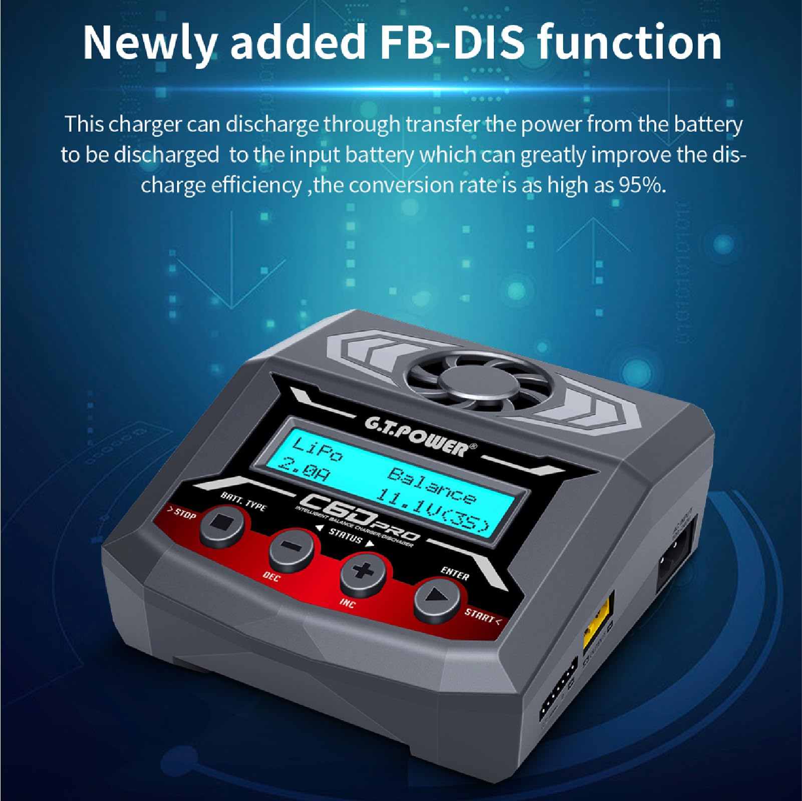 Triplot Lipo Balance Chargeur/déchargeur avec AC MAX 100 W, 12 A, DC MAX 300 W, 12 A, décharge max.5 W, modèle FB-DIS max 300 W, support multi-batteries, 1-6 cellules LiPo, 1-15 cellules NiMh, NICD