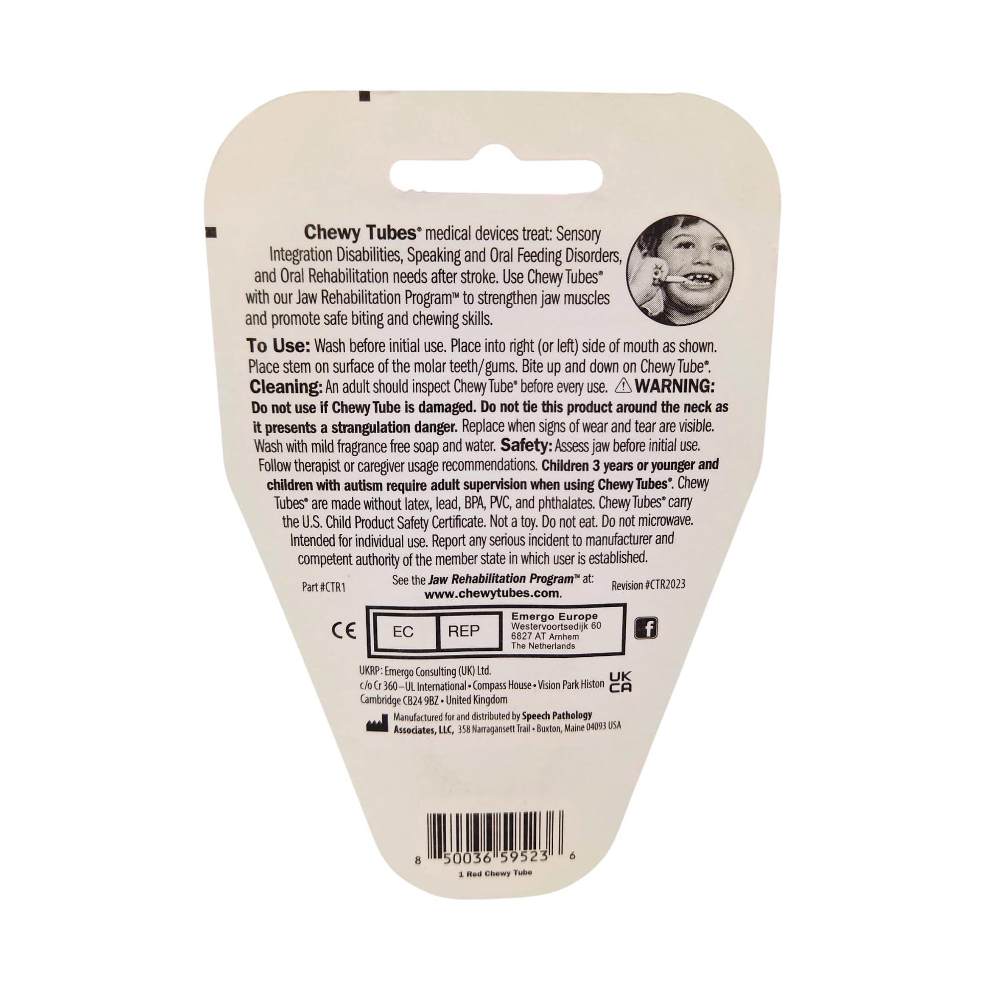 Chewy Tubes - Outil à mâcher à moteur oral, sûr, non toxique, sans latex et sans phtalate, rouge
