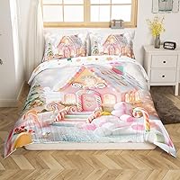 Vista 28 de Juego de funda de edredón con diseño de ciervo de cabaña, tamaño twin, juego de ropa de cama rústica de tablón de madera de árbol de Navidad