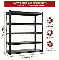 Vista 3 de Estantería de garaje resistente de 3000 libras – Estantería sin pernos de 5 niveles para garaje, estante de almacenamiento de garaje sin hundimiento