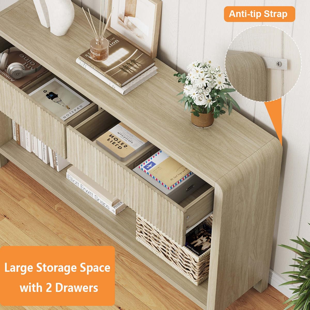 FATORRI Console Table for Entryway Storage, Wood Sofa Tables for Living Room, Co — product photo