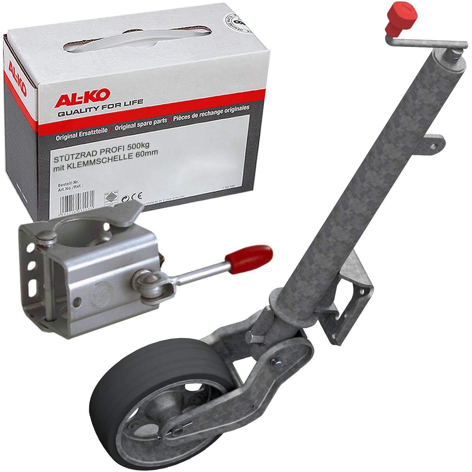 Alko Al-Ko Stützrad Profi 500kg+Klemmschelle 60mm Anhänger Wohnwagen | 1223638+249859, Stützrad + halter