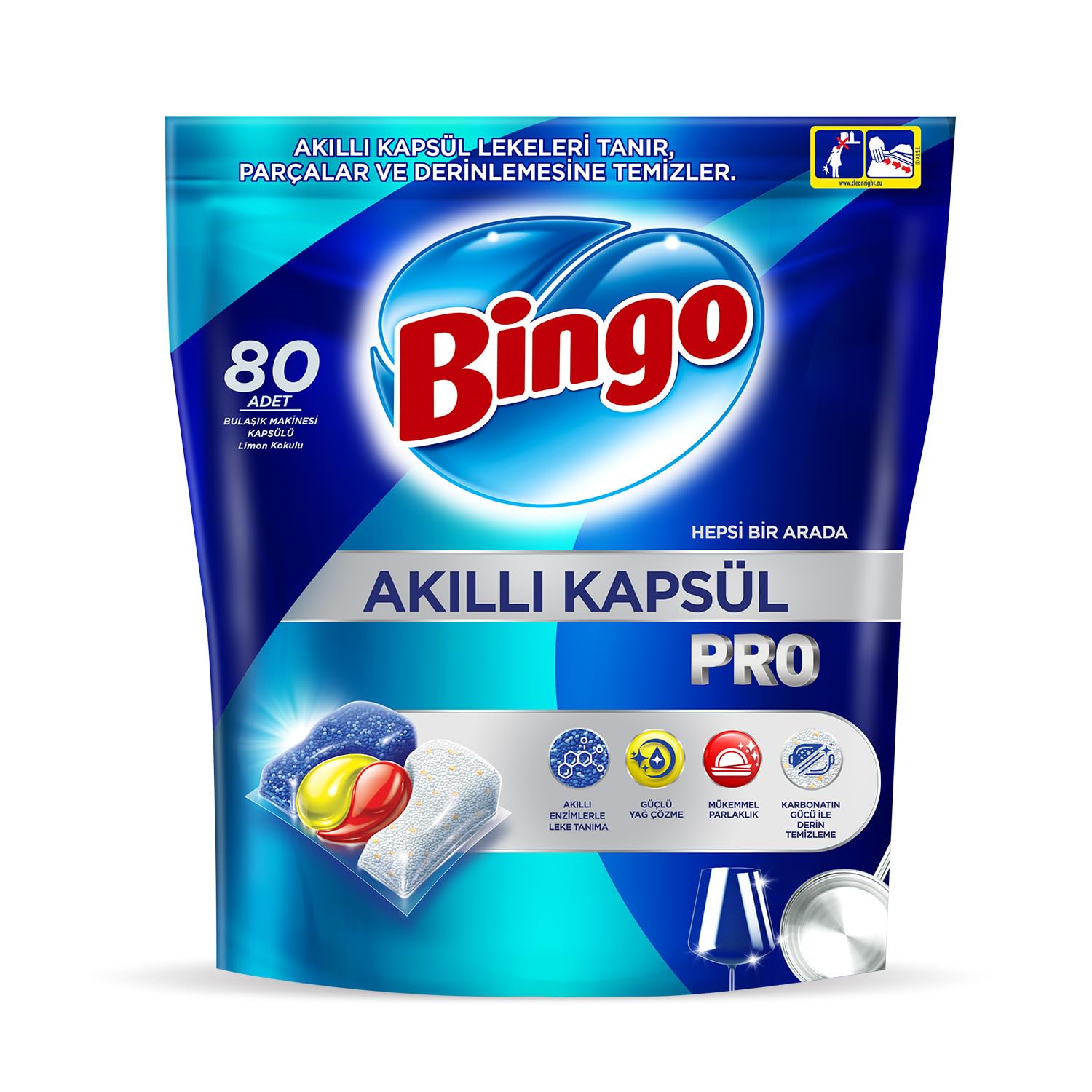 Bingo Akıllı Kapsül Pro Bulaşık Makinesi Deterjanı Tableti 80'li