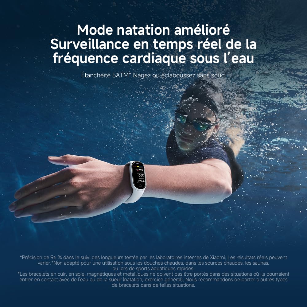 XIAOMI Smart Band 10, Bracelet Connecté, Autonomie 21 Jours, Blanc | Charge rapide, suivi sommeil et santé, 150+ sports, iOS et Android, 5 ATM, garantie 2 ans, cadres multimatériaux