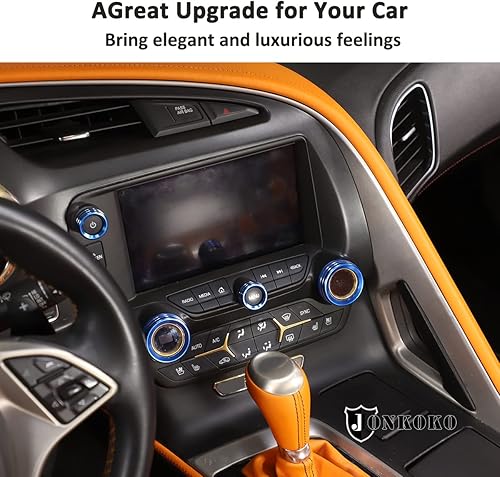Miniatura 5 de Aleación de aluminio para Chevrolet Corvette C7 2014-2019 coche aire acondicionado volumen perilla cubierta Trim coche accesorios (azul)