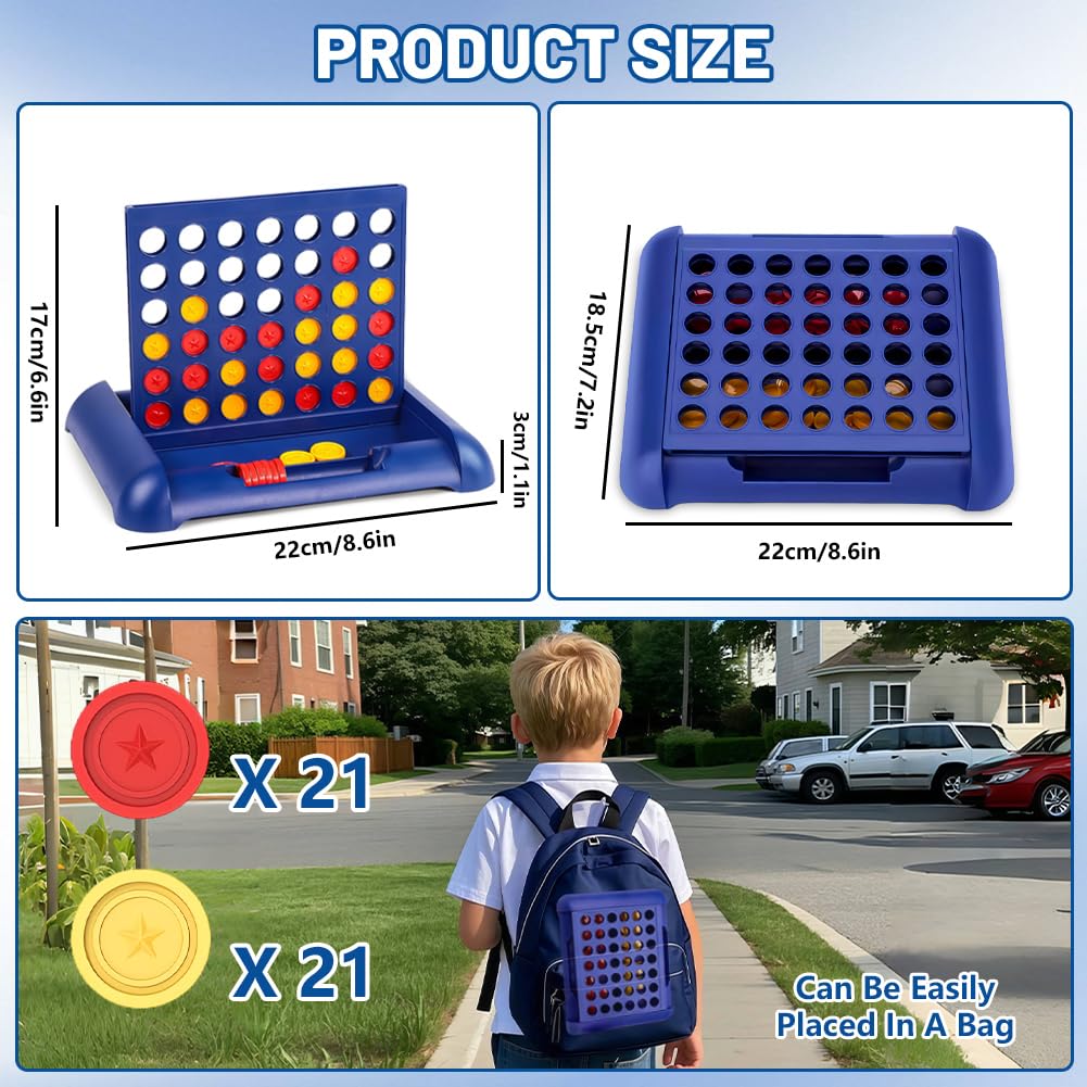 AMFUN Travel Size 4 in a Row Board Game for Kids Ages 3+, Travel Connect 4, 2 Player Strategy Game with 44 Counters - Image 4
