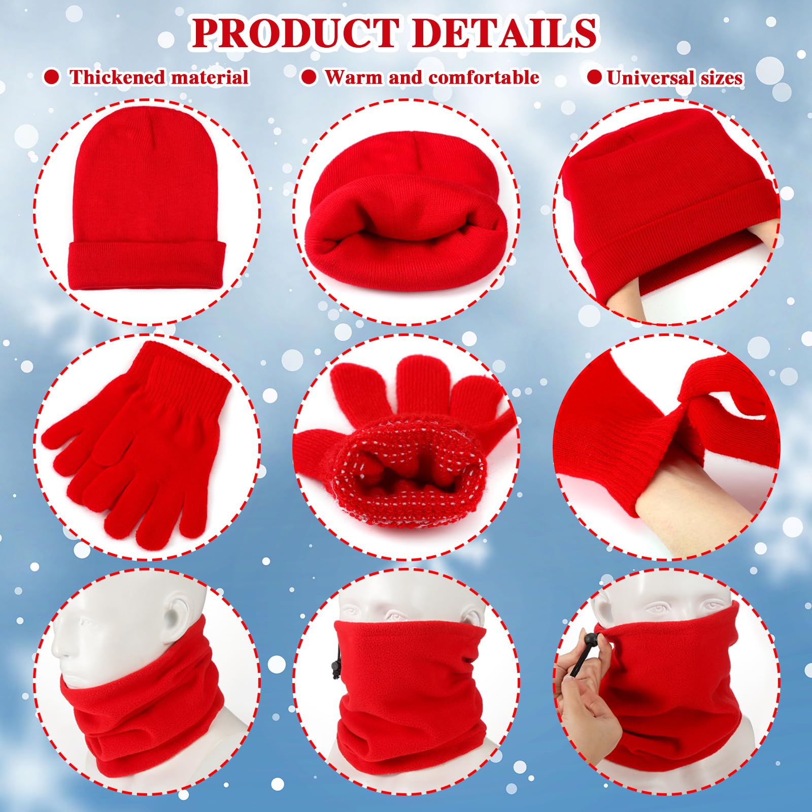 Suhine 36-teiliges Winter-Unisex-Handschuhe, Beanies, Halswärmer-Set, inkl. 12 gemütlichen Schal, 12 Strickmützen, 12 Handschuhe für Damen und Herren, Wohltätigkeitsgeschenk, Mehrfarbig, Einheitsgröße