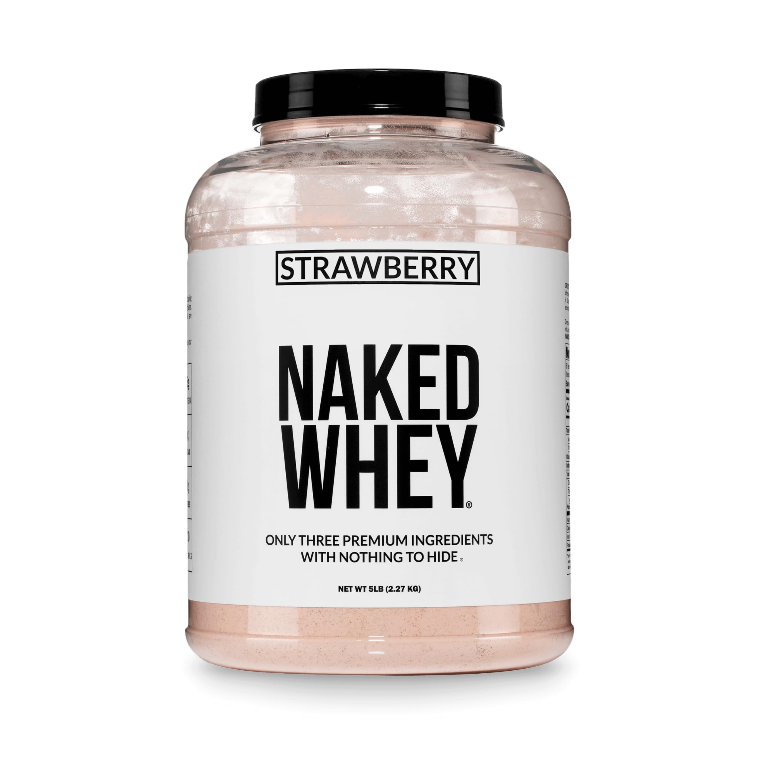 NAKED Strawberry Whey Protein Powder 5 lb | All Natural Grass Fed Whey Protein Aid Muscle Growth & Recovery - main product image