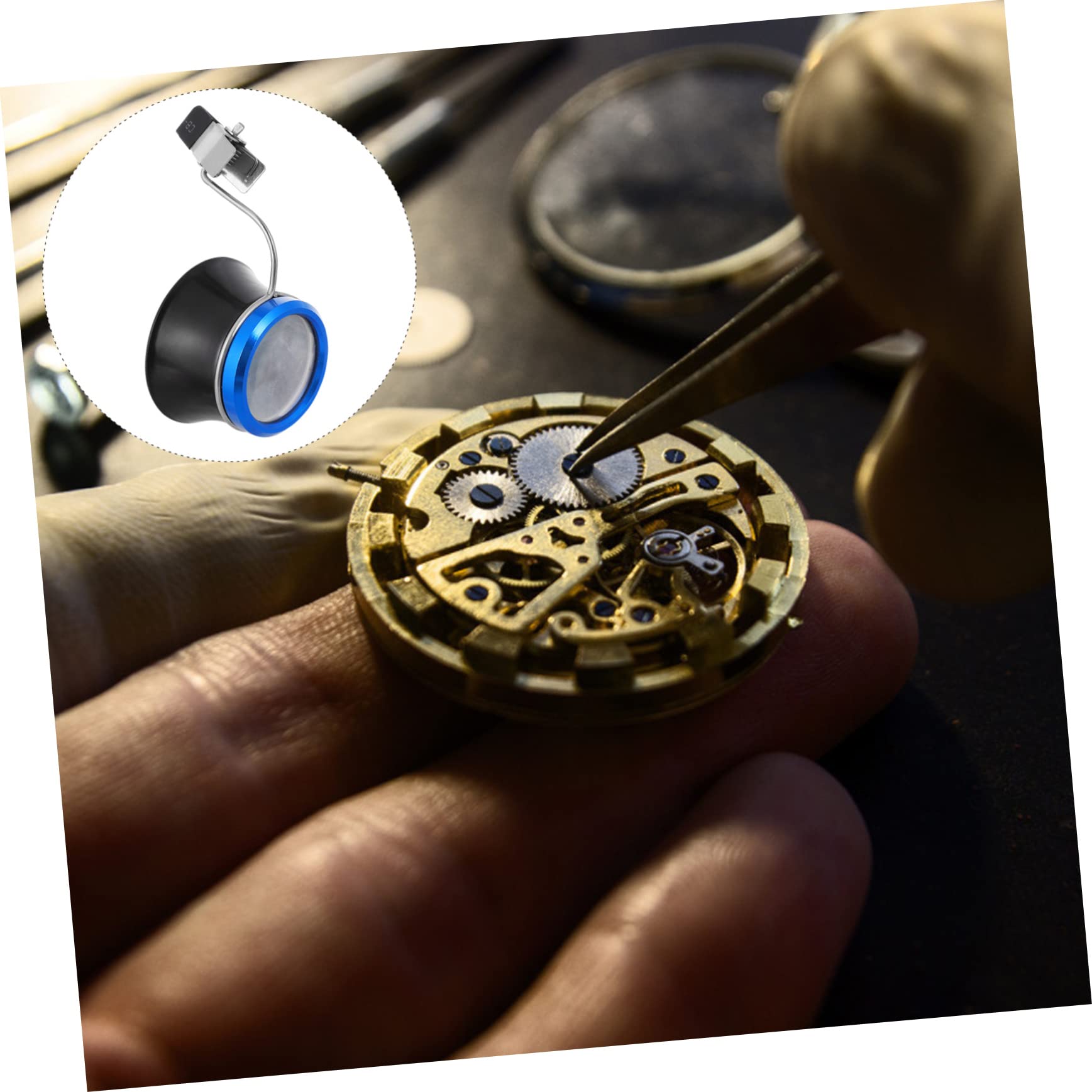 Beatifufu Clip-on Eyeglass Loupe Jewelers Magnifier Watch Repairing Tool Small Size Lightweight Durable for Watchmaker