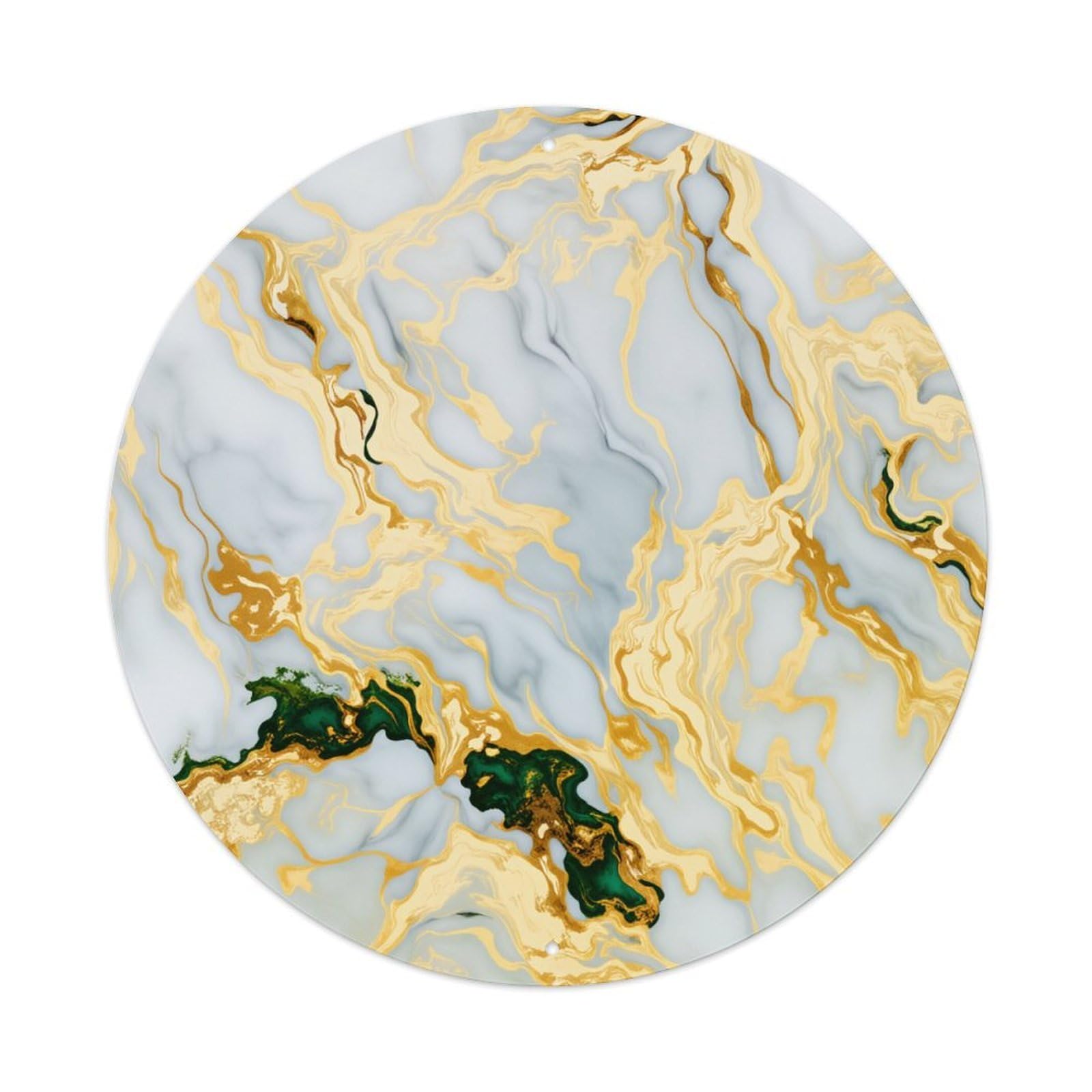 Marble Gold Green Abstract Pattern Design Round Vintage Tin Sign,Retro Wall Art,Metal Poster for Home, Bar, Garage, Cafe, Rustic Indoor & Outdoor Decor, 8x8 Inches