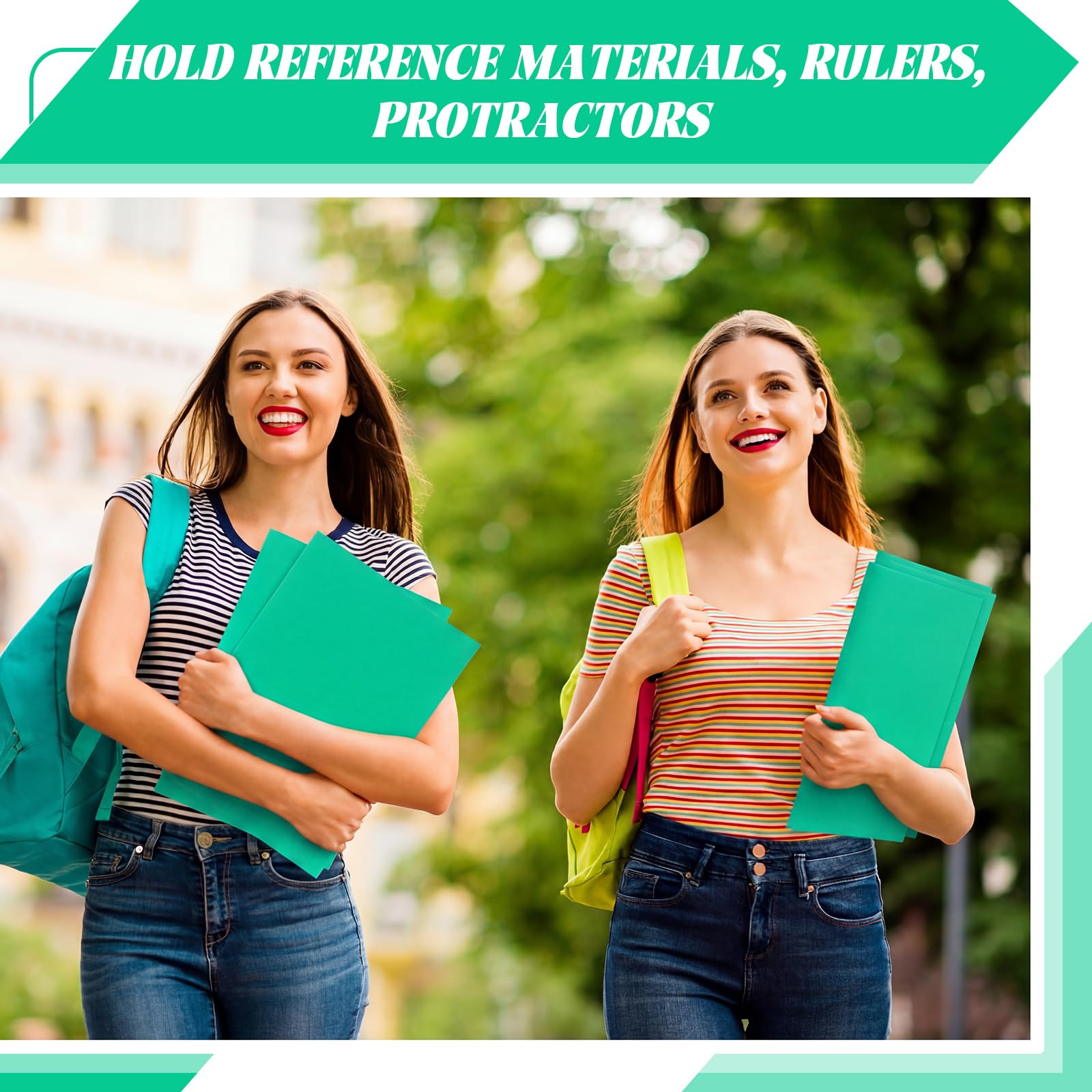 Tenceur 24 cartelle in plastica a 3 tasche, cartelle scolastiche pieghevoli in tre parti, per studenti, insegnanti, aule e ufficio, resistenti, per il rientro a scuola (verde)