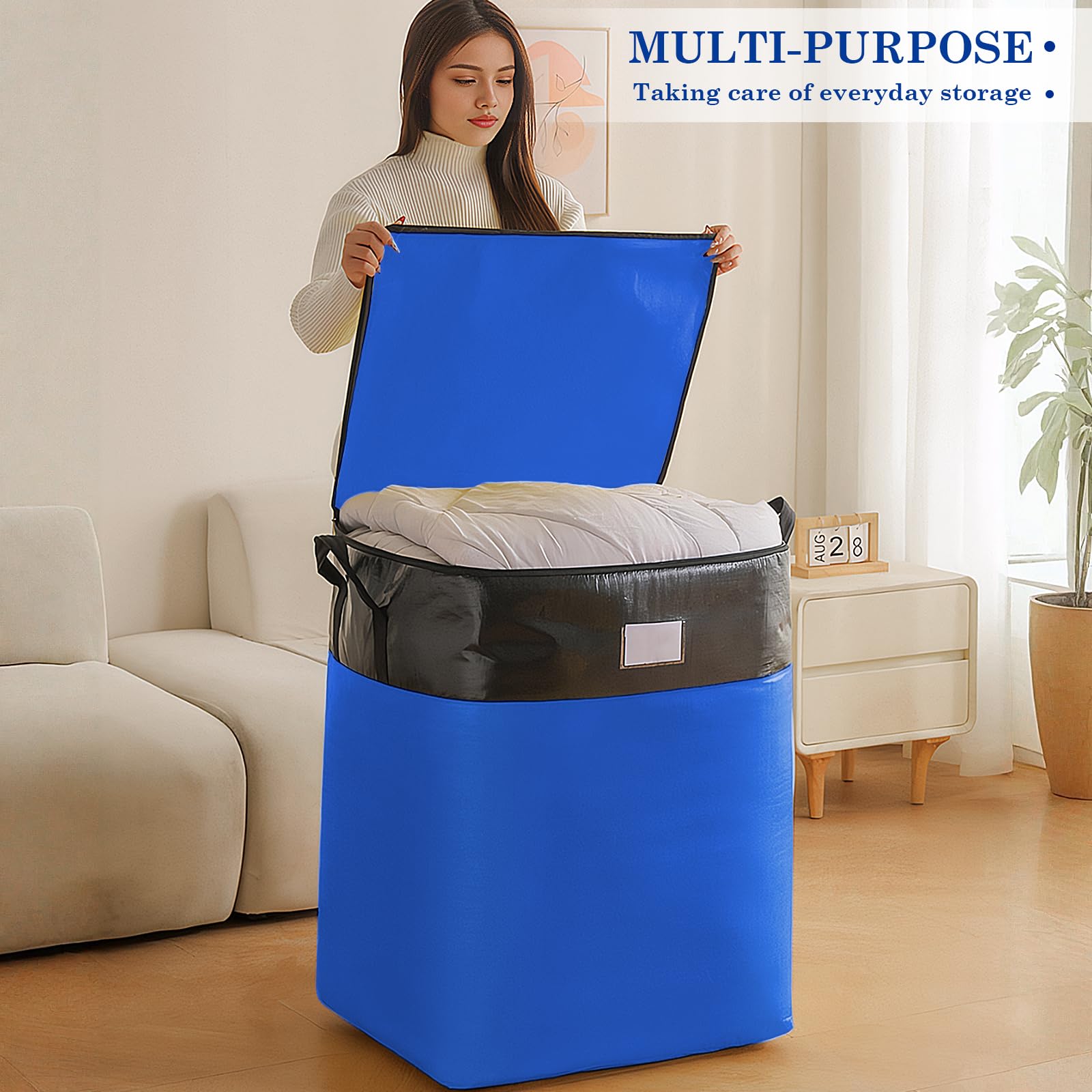 2 Pz Grandi Borse Trasloco per Vestiti, 104L+140L Borsa Portaoggetti Grande, Borse per Stoccaggio Resistenti, Borsa Portaoggetti con Cerniere e Manici per Riporre Oggetti, Piumoni, Vestiti