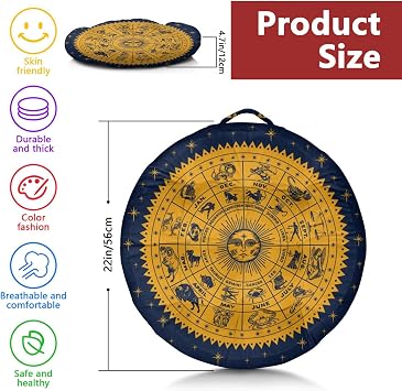 Meditation Cushion, Floor Pillows for Sitting, Meditation Pillow for Tatami Living Room, Yoga Sitting, Floor Pillow in Home & Outdoor, Memory Foam Added, 22x22 Inch