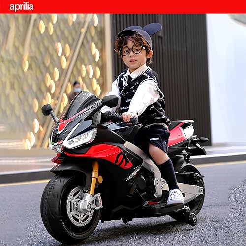 Miniatura 6 de Aprilia - Motocicleta eléctrica infantil de 24 V con licencia para niños, velocidad de interruptor de altabaja velocidad de hasta 10 mph con ruedas