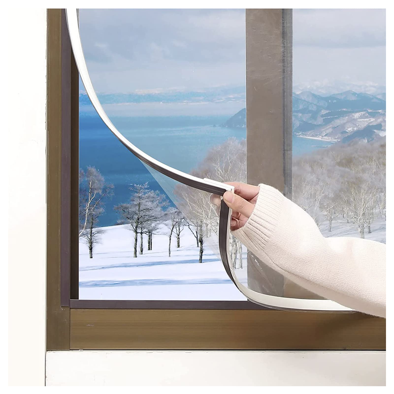 Pjddp Magnetic Window Insulation Kit, Thicken Transparent Windproof Window Thermal Film For Winter, Secondary Glazing Kit For Windows, Convenient Handles, Punch Free, Reusable,150X180cm/59X70in