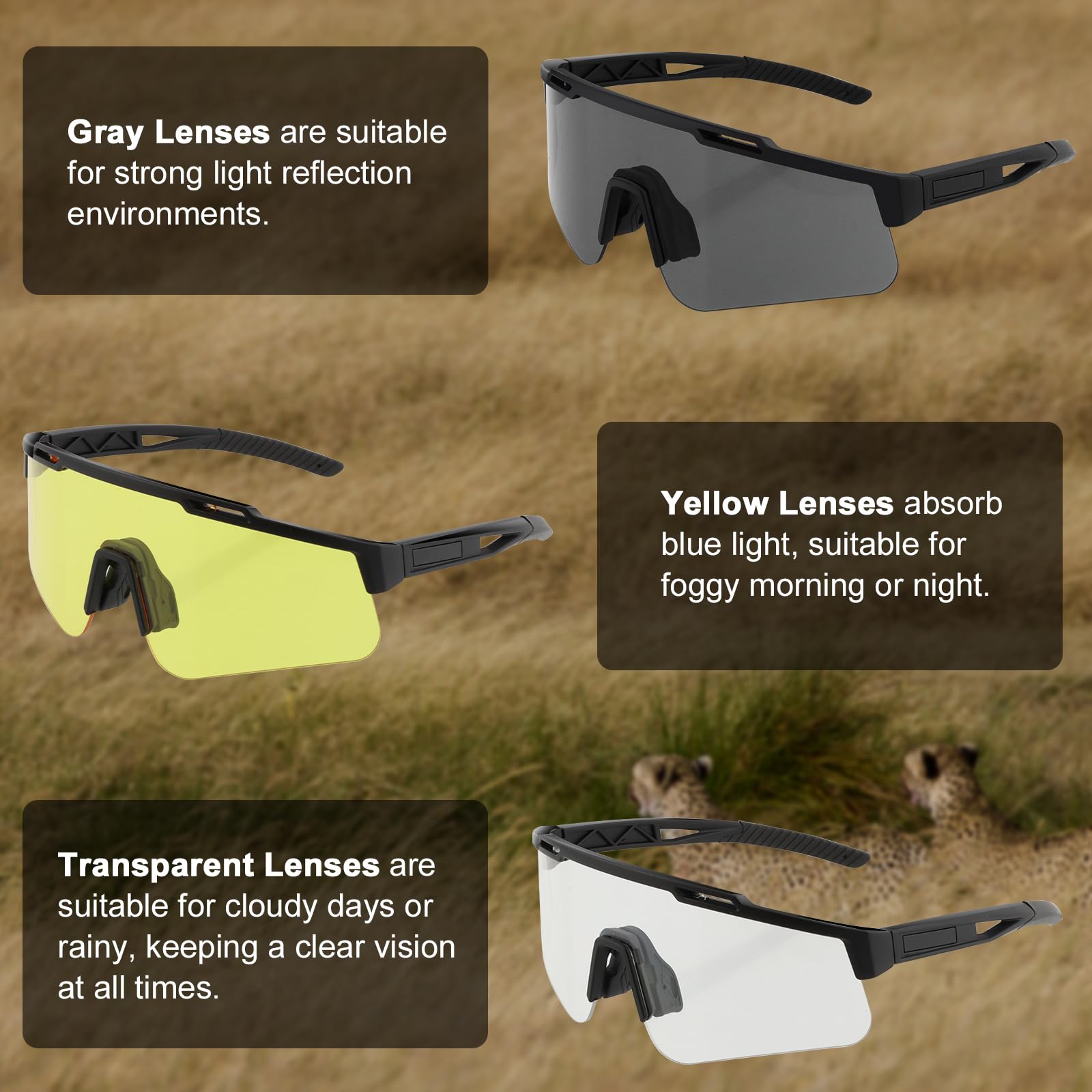 Lunettes tactiques Airsoft anti-buée avec 3 verres interchangeables - Lunettes tactiques pour tir - Protection UV400
