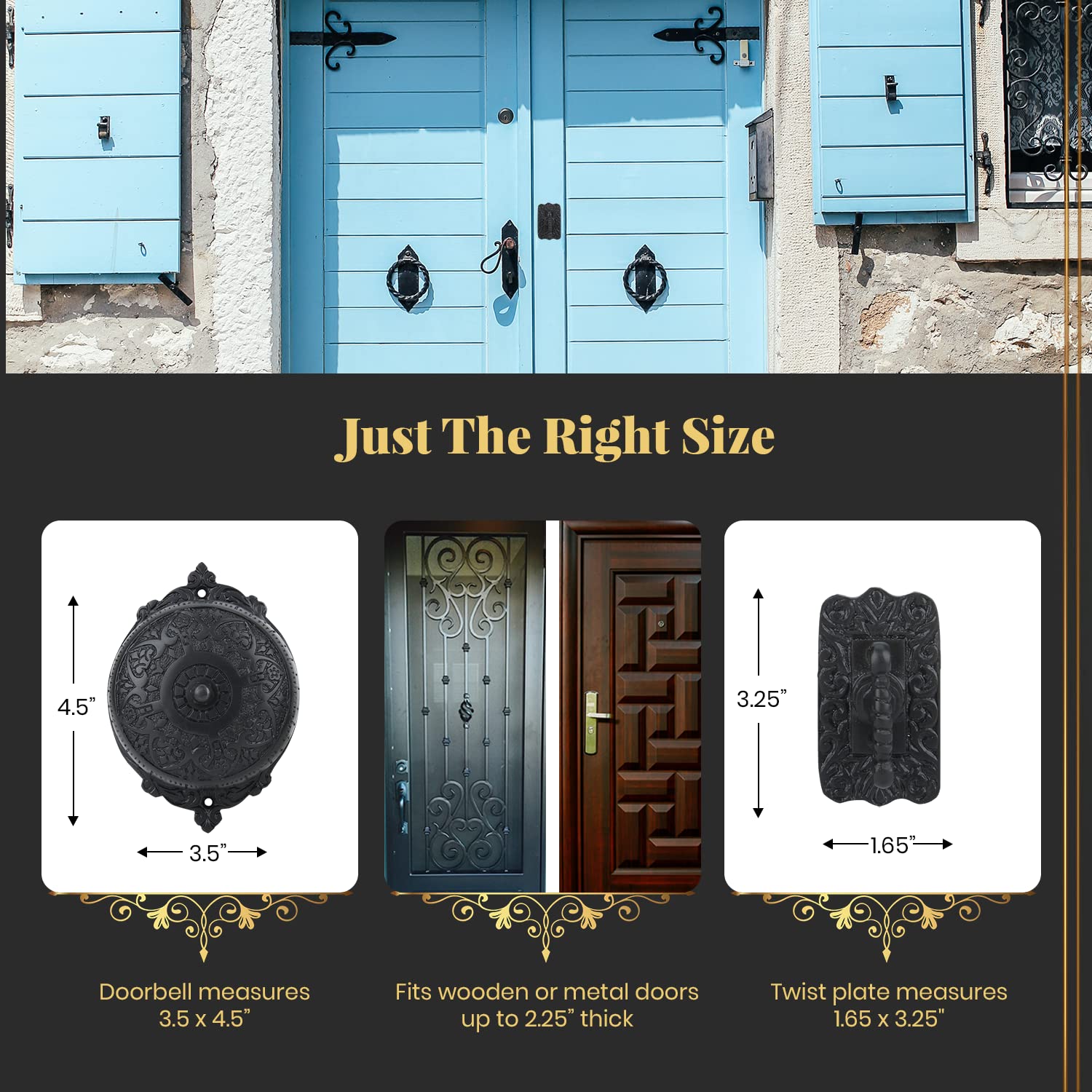A29 Wireless Mechanical Twist Doorbell, Victorian Style Solid