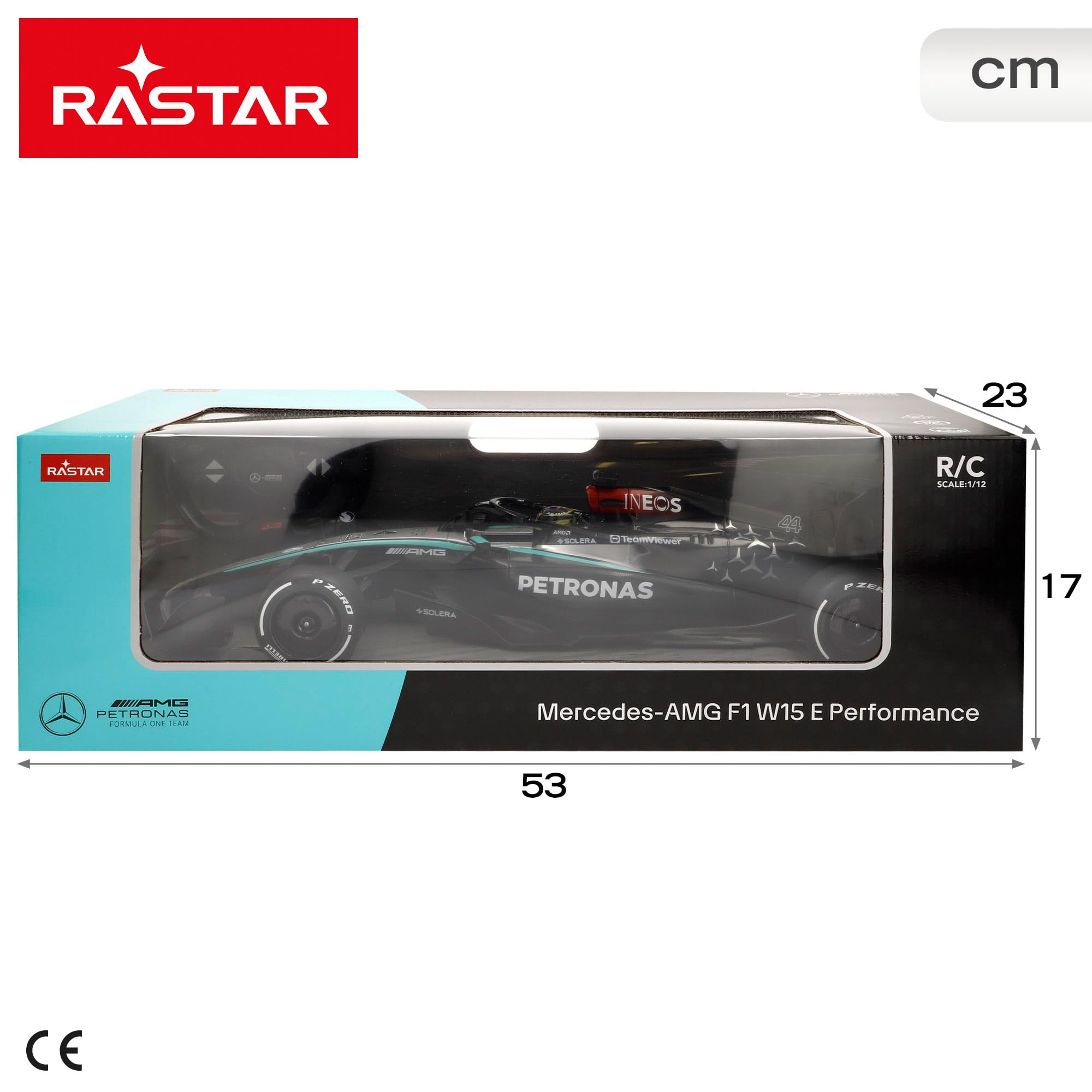 ColorBaby RASTAR RC Car Mercedes AMG W15 E Performance 2024, Skala 1:12, Oficjalna Replika, Formuła 1, Pilot Zdalne Sterowanie, Wierne Szczegóły, Kolekcja Zabawek, Dla Chłopców i Dziewcząt Od 6 lat