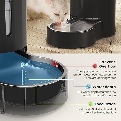 Miniatura 4 de CZPET Automatic 6L Dog and Cat Water Dispenser WithStainless Steel Bowl Gravity Waterer, Large Capacity and Drinking Area Noise-Free for Pets White